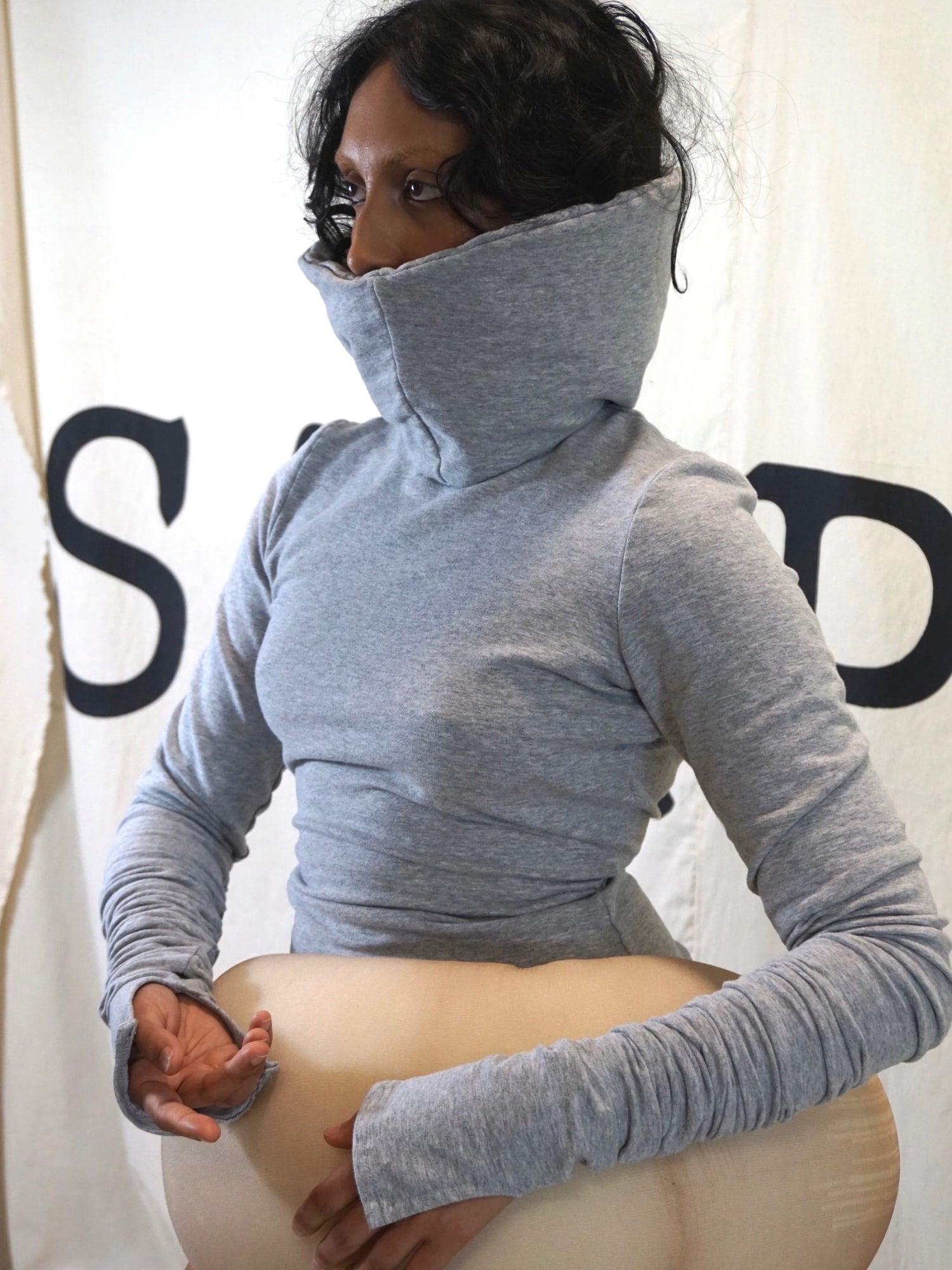 GARMENT # 002 HIGH SCULPTURAL COLLAR LONG SLEEVE-S A M P L E GARMENTS-APOC STORE