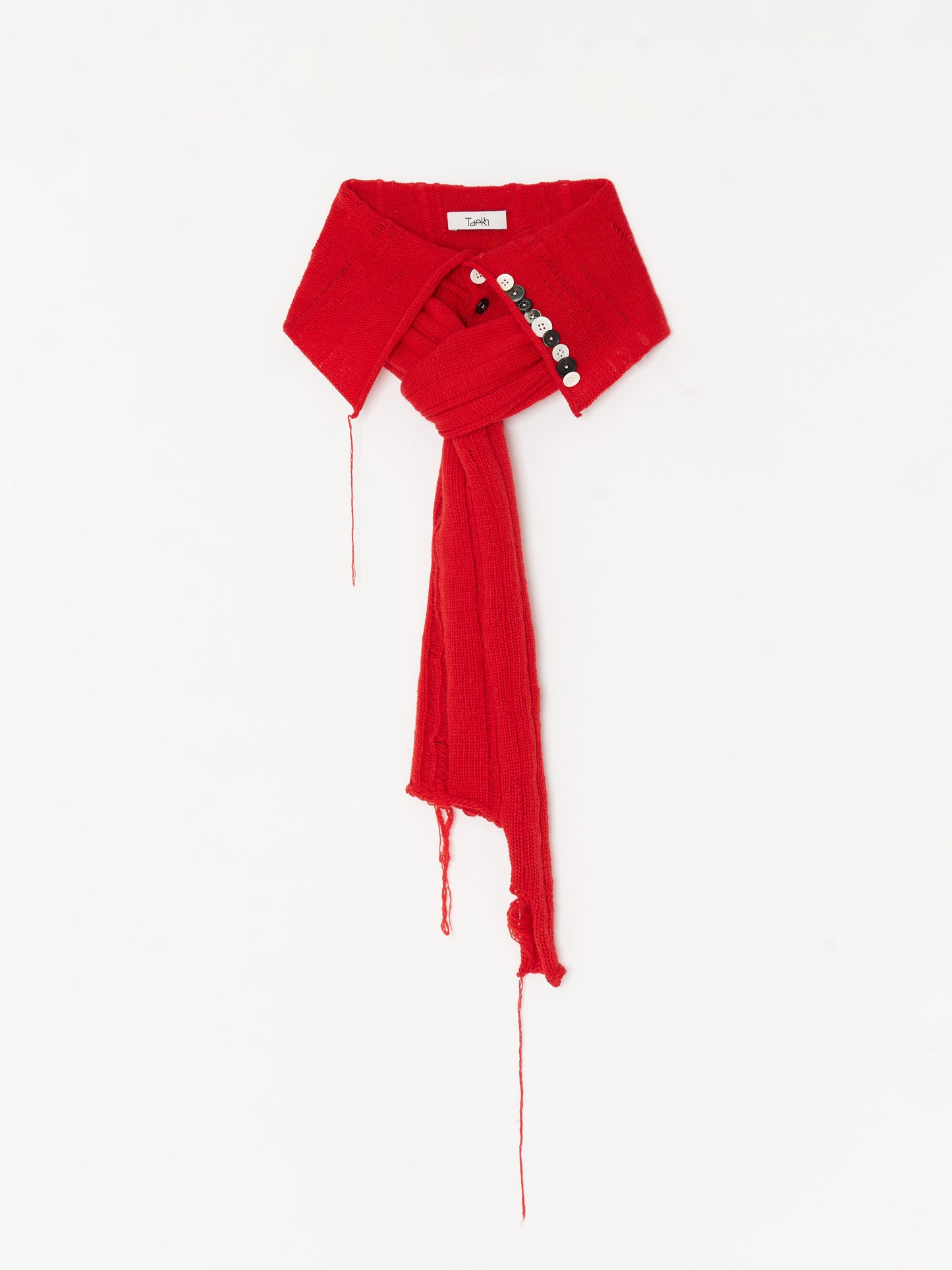 Button Work Cashmere Scarf 001 - Red-Taekh-APOC STORE