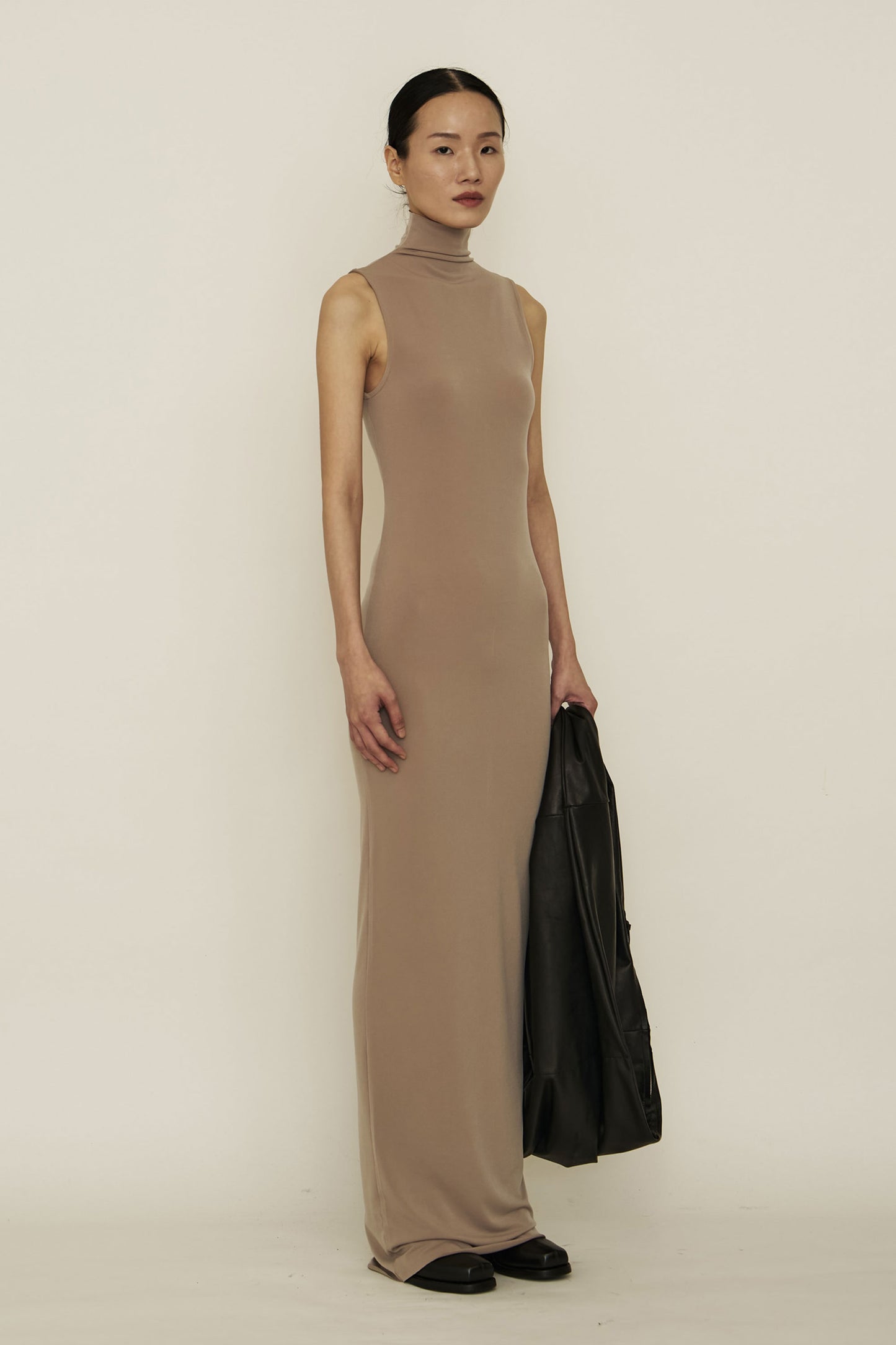 Nude Skinny High Neck Sleeveless Maxi Dress-arc us arkus-APOC STORE