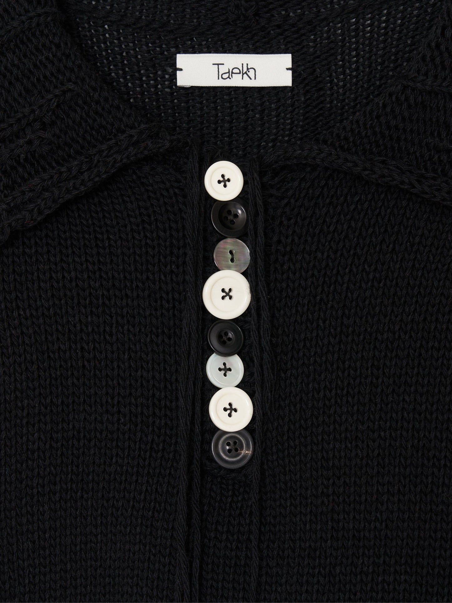 Hand Distressed Collar Cashmere Knit 002 - Black-Taekh-APOC STORE