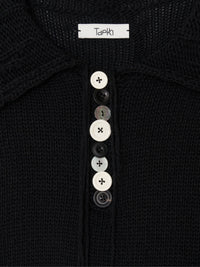 Hand Distressed Collar Cashmere Knit 002 - Black-Taekh-APOC STORE