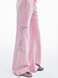 Pink Printing Decorative Flare Sport Pants-TRINITE Studio-APOC STORE