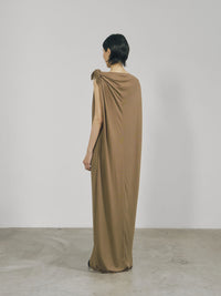 Khaki Tencel Jersey Raw Edge Asymmetric Cutting Dress-arc us arkus-APOC STORE