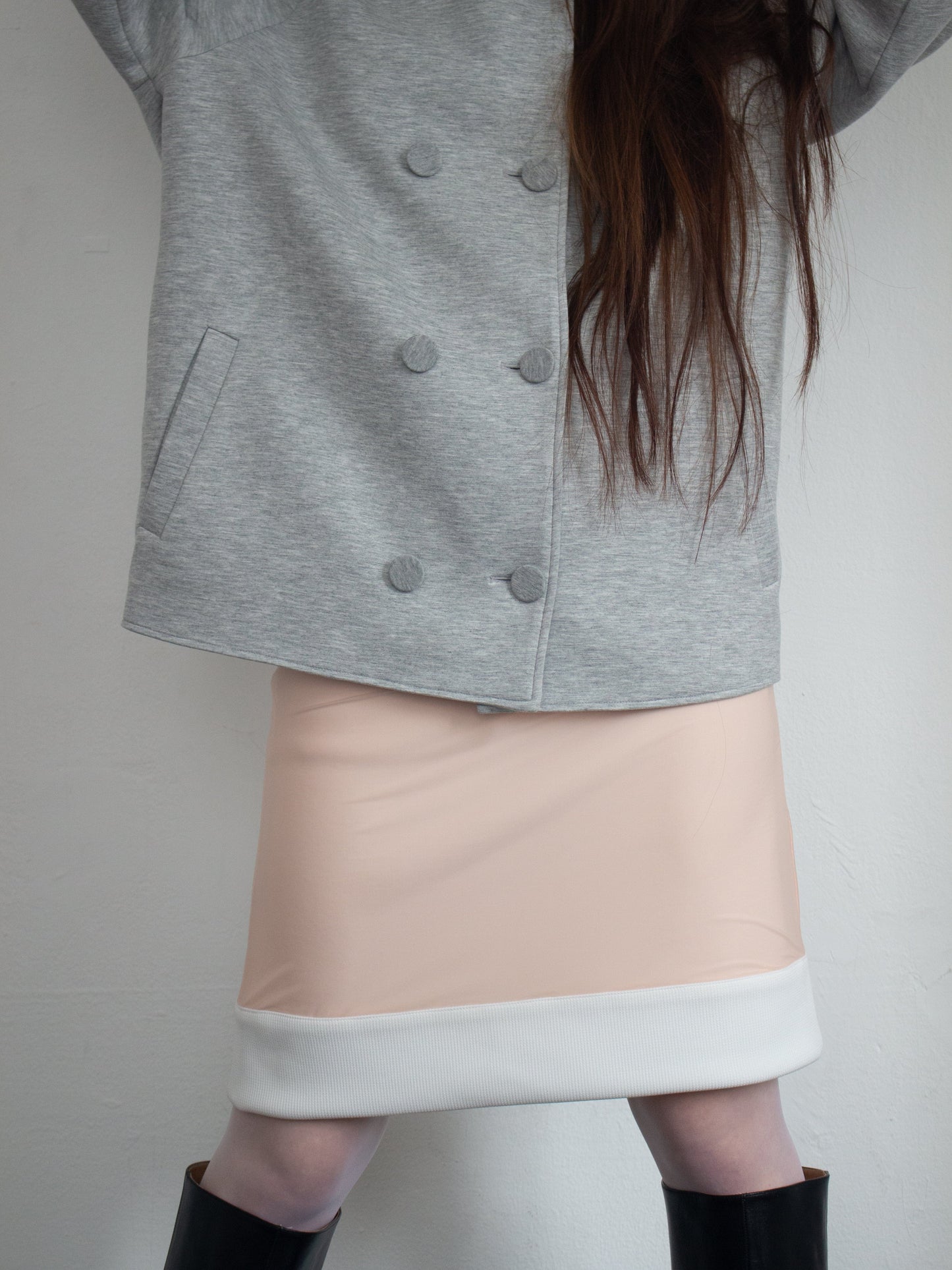 Marshmallow Skirt Coral-mesh blanca-APOC STORE