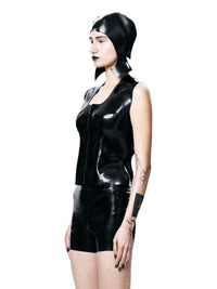 Black Fitted Zip-up Vest Top-Harri-APOC STORE