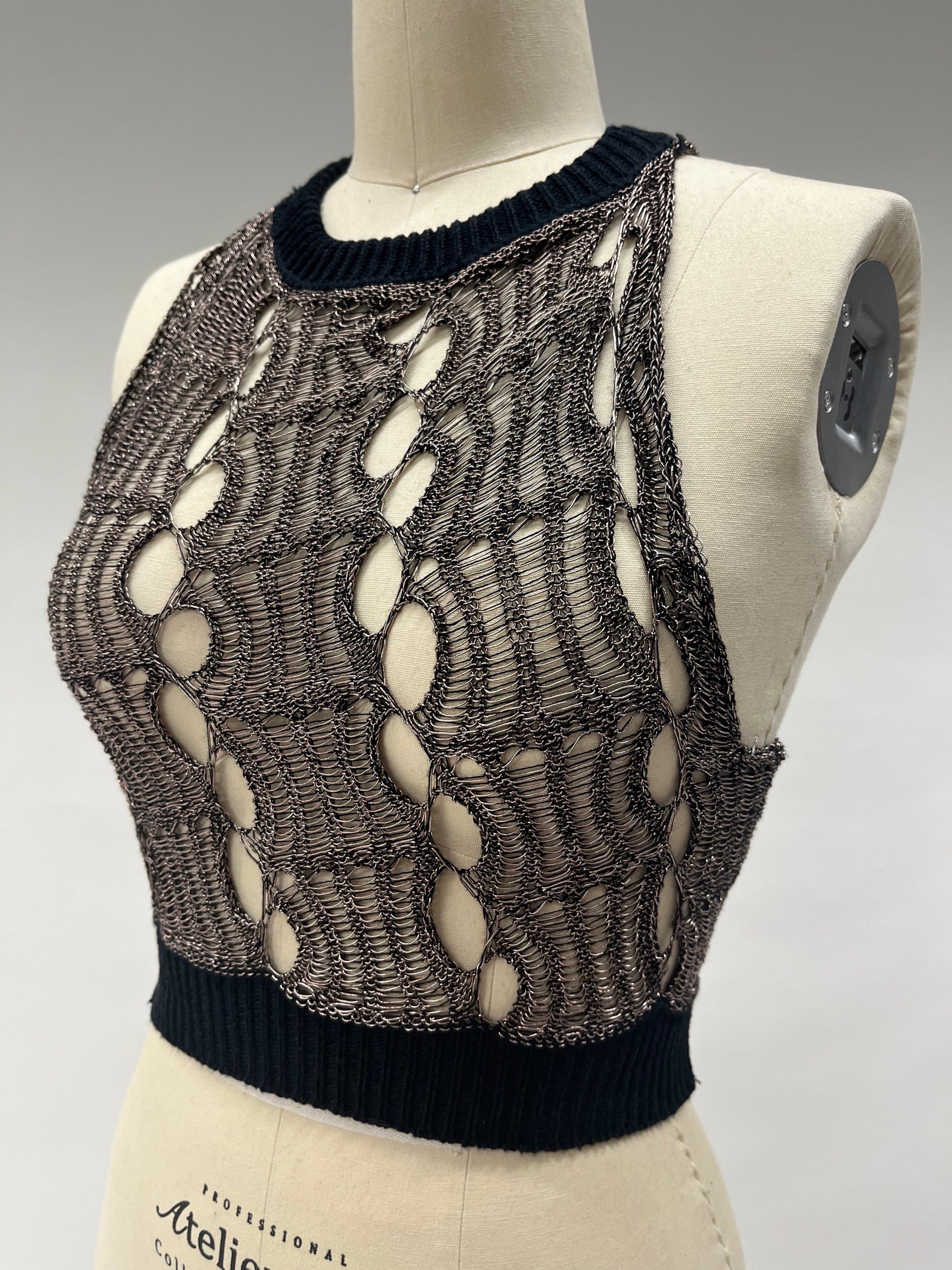 METALLIC MESH KNIT TOP-Sania Parvez-APOC STORE