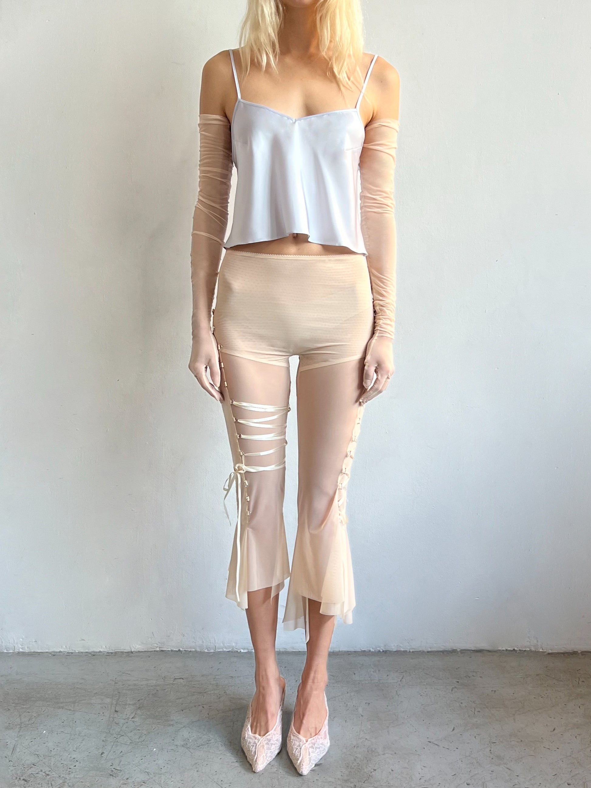 Mesh capri with lacing on the sides-Nastyamasha-APOC STORE