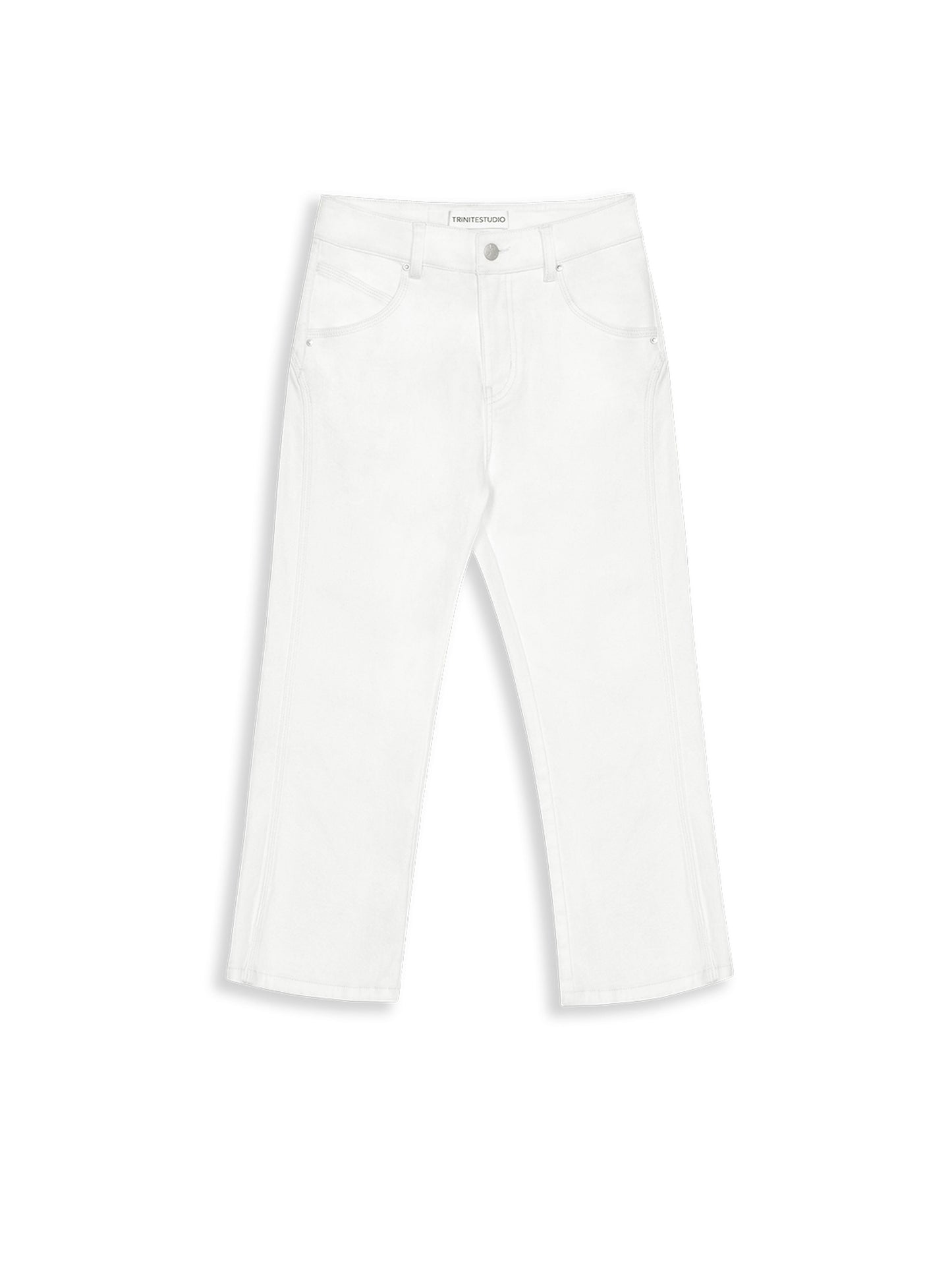 White Stretch Slit Denim-TRINITE Studio-APOC STORE