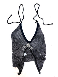 Black/Silver Knit Halter Top - XS-Sania Parvez-APOC STORE