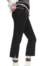Black Metal Rivet Decorative Slightly Flared Capri Pants-TRINITE Studio-APOC STORE