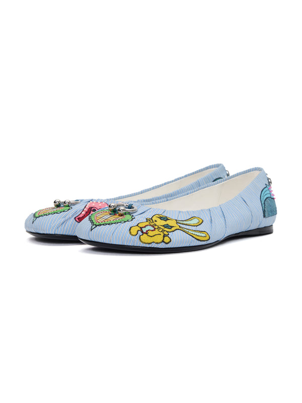 BAGGY BALLET FLATS BLUE STRIPE-BHIVE-APOC STORE