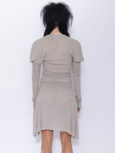 Dora Draped Long sleeve Dress: Pale Grey