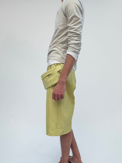 Sling Denim Shorts Lime-René Scheibenbauer-APOC STORE