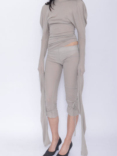 Tora Draped Long Sleeve Top: Pale Grey-BJERSBORN-APOC STORE