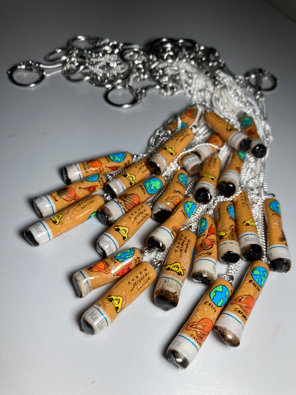 Painted Cigarette Butt Necklace (Orange)-Jetpack Hom(m)e-APOC STORE