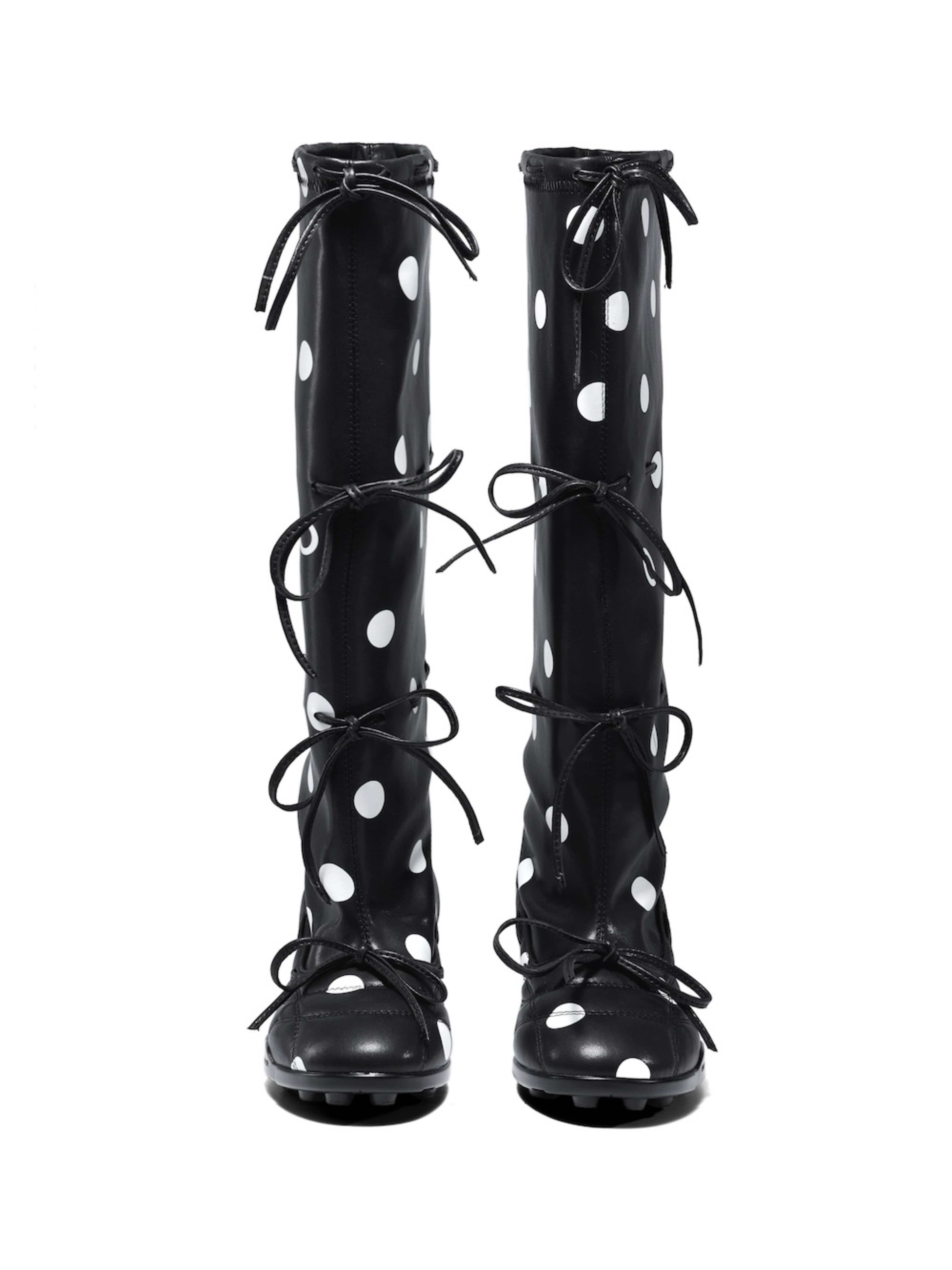 Polka Dot Strapped Ballet Boots Black – APOC STORE