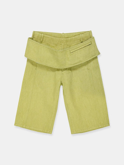 Sling Denim Shorts Lime-René Scheibenbauer-APOC STORE