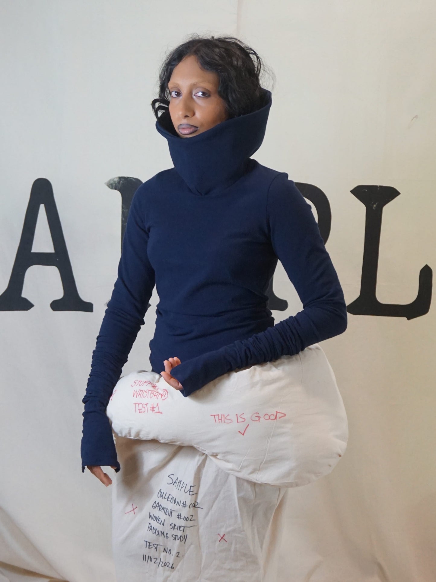 GARMENT # 002 HIGH SCULPTURAL COLLAR LONG SLEEVE-SAMPLE GARMENTS-APOC STORE