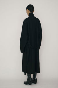 Black Wool Robe Coat-arc us arkus-APOC STORE