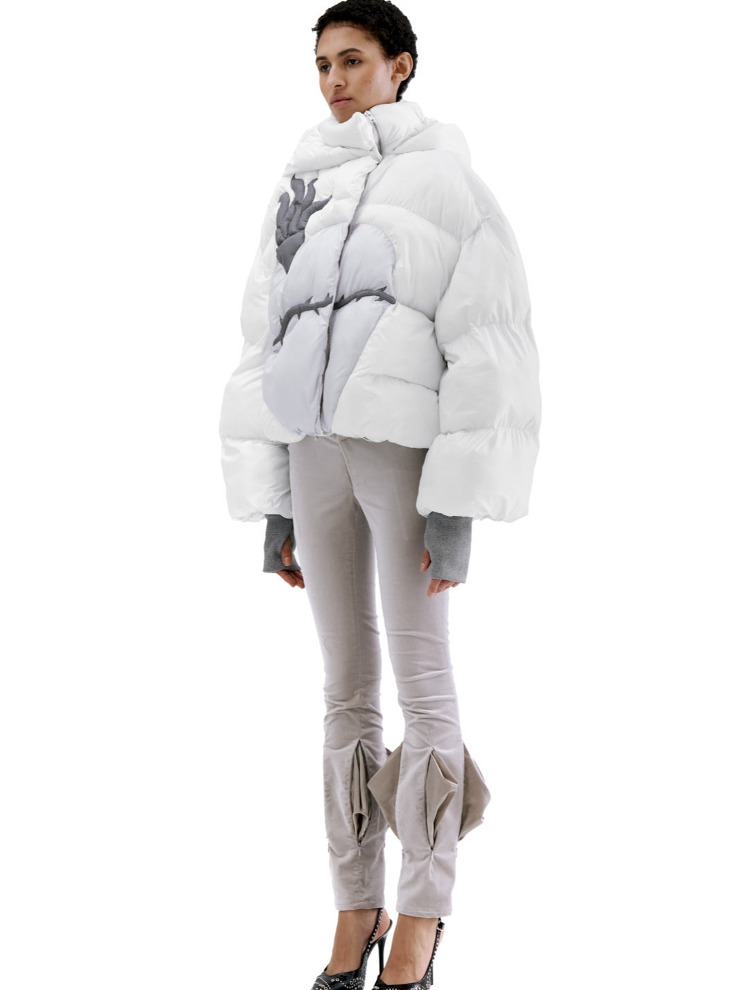 FLAMING HEART PUFFER - WHITE-Clara Colette Miramon-APOC STORE