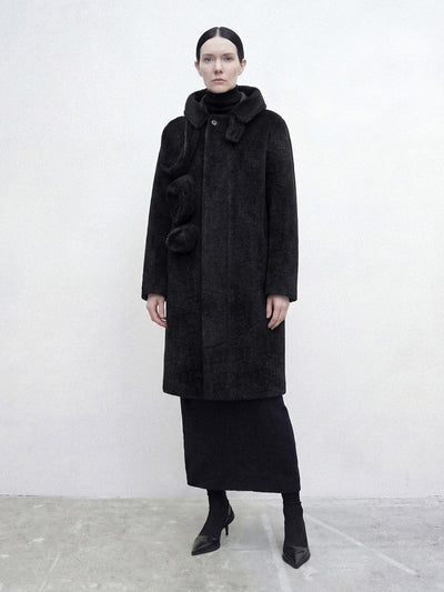 Architectural Hood Alpaca Coat (Midnight Black)-MINKIMHO-APOC STORE