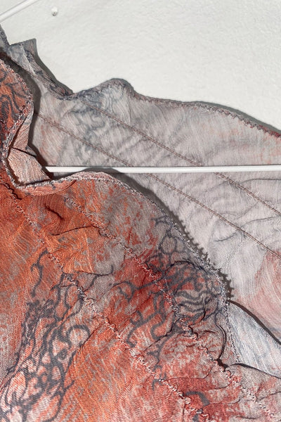 SHEER SMOCKING BLOUSE (SCARLET)-Lalameemee-APOC STORE