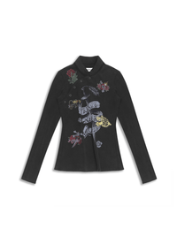 Black Old School Printed Chinese Style Long Sleeve Top-TRINITE Studio-APOC STORE
