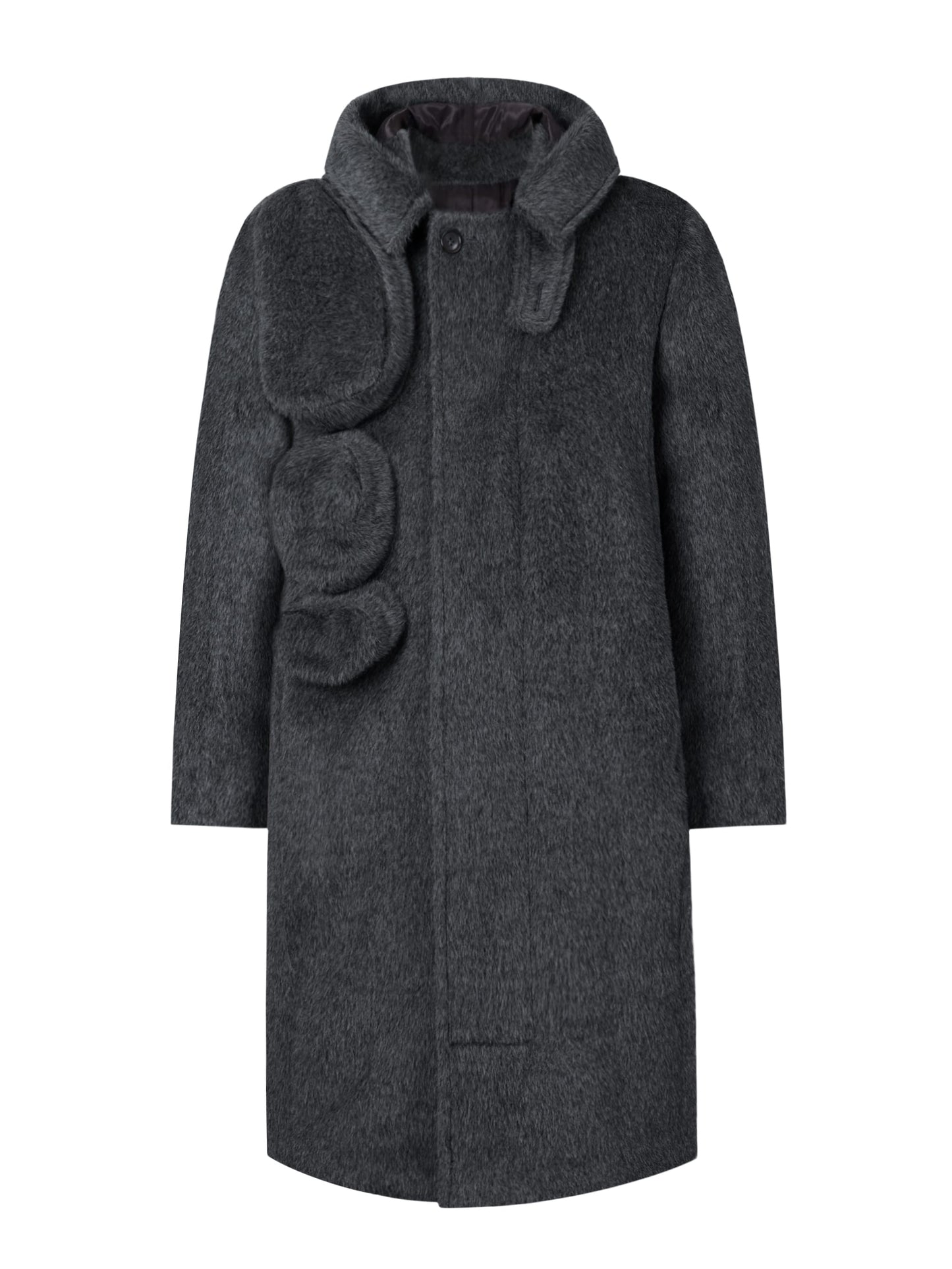 Architectural Hood Alpaca Coat (Graphite Grey)-MINKIMHO-APOC STORE