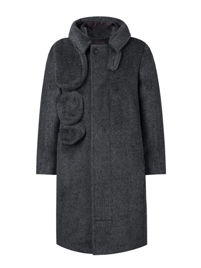 Architectural Hood Alpaca Coat (Graphite Grey)-MINKIMHO-APOC STORE