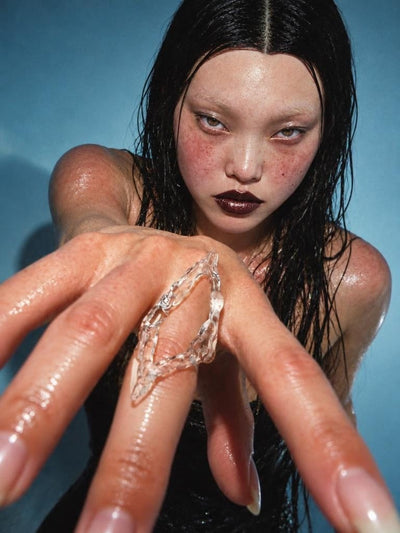 Rombo Sculptural Glass Ring 0111-Rain and Rivers-APOC STORE