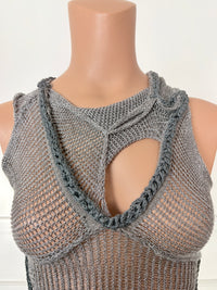 Silver Knit Mesh Top - XS/S-Sania Parvez-APOC STORE