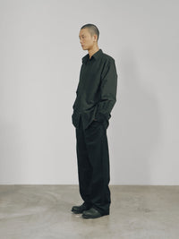 Black Cotton Twill Snap Raw Edge Shirt-arc us arkus-APOC STORE
