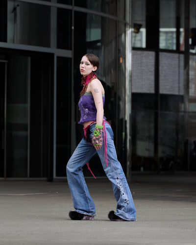 Mittens green flower-TATi-APOC STORE