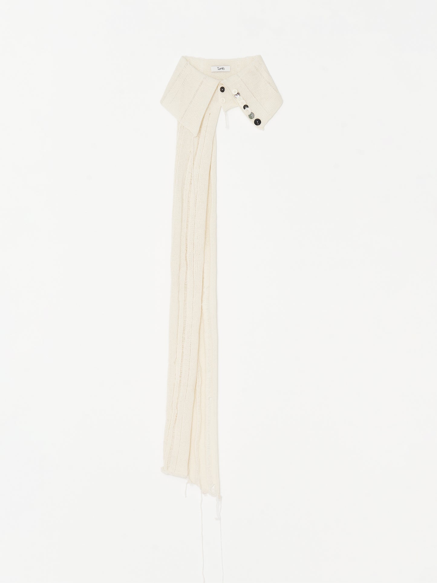 Button Work Cashmere Scarf 001 - Ivory-Taekh-APOC STORE