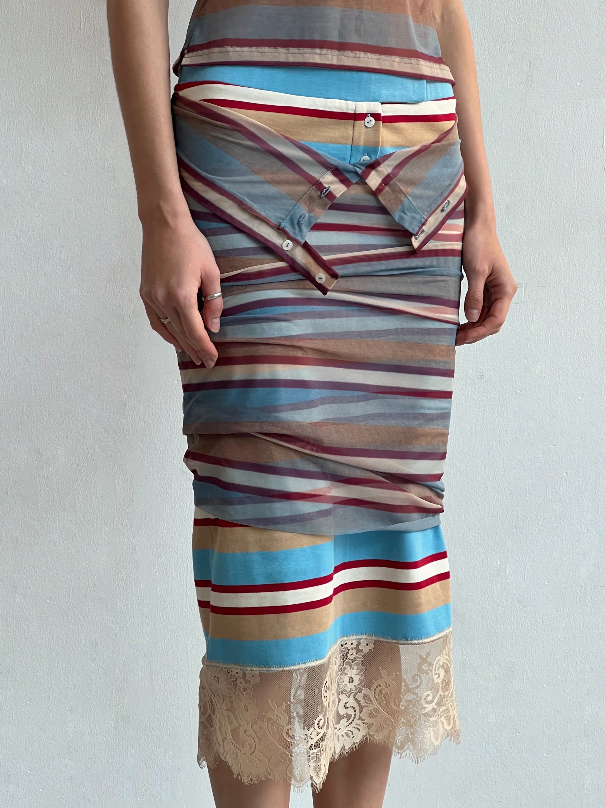 Striped Mesh Skirt-Nastyamasha-APOC STORE