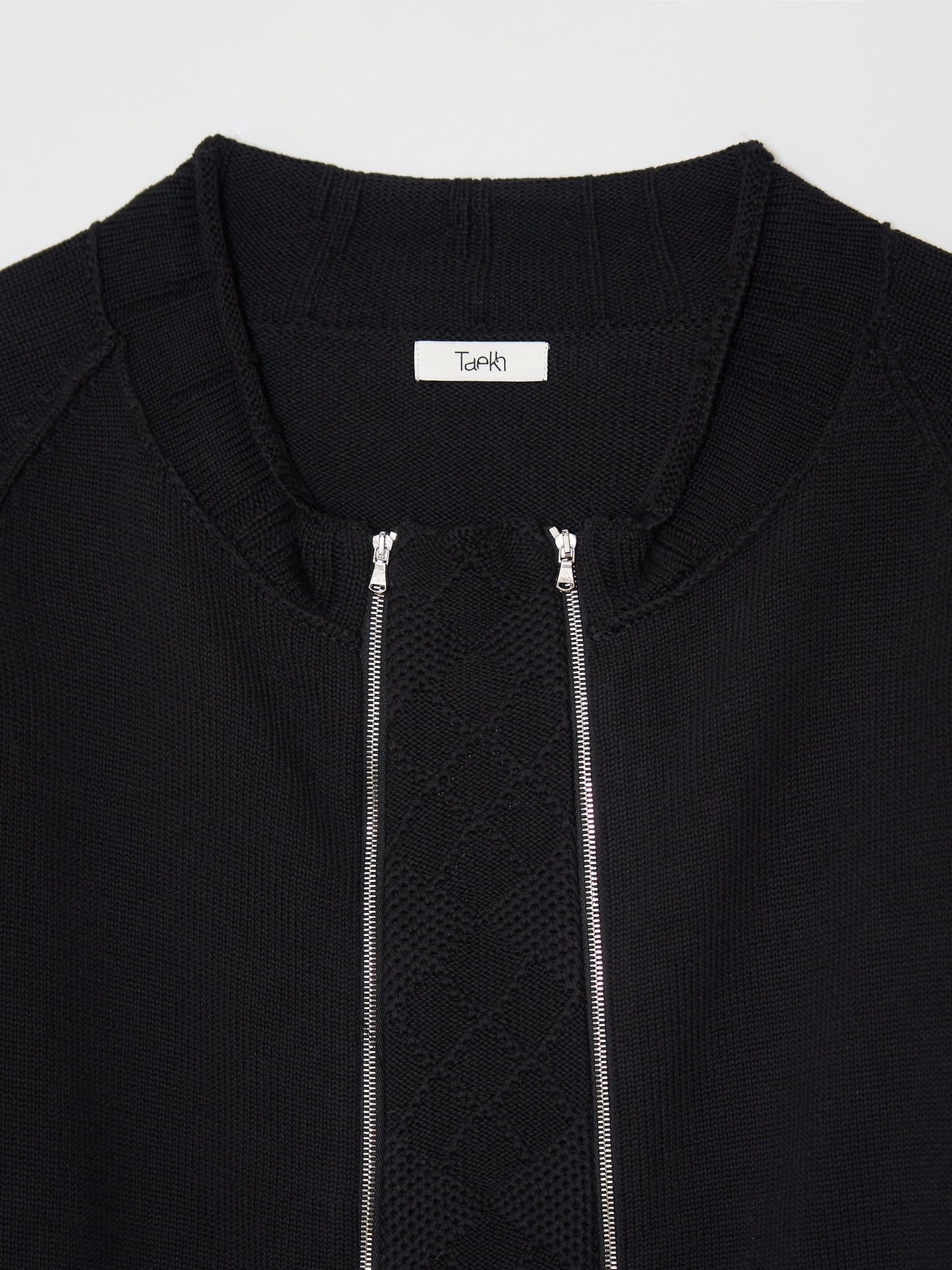 Double zip Cotton Cardigan 001 _ Black-Taekh-APOC STORE