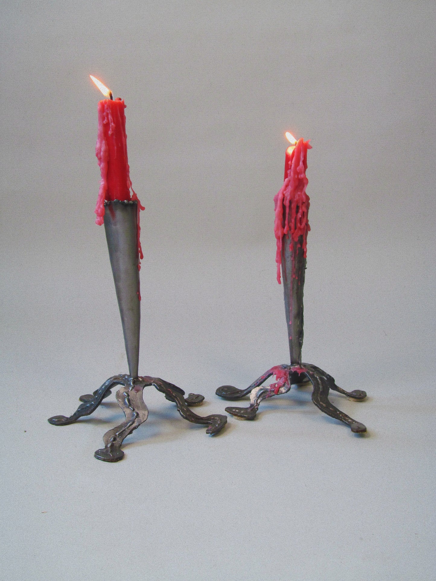 Pair of Steel Candleholders-Myakin-APOC STORE