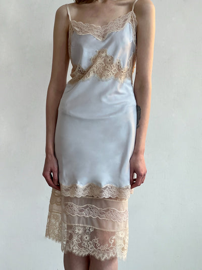 Lace-Trimmed Satin Slip Dress with lacing on the back-Nastyamasha-APOC STORE