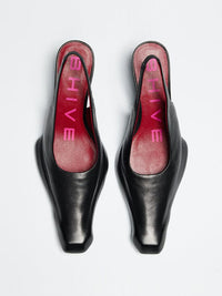 Slingback Mules - Smooth Black-BHIVE-APOC STORE