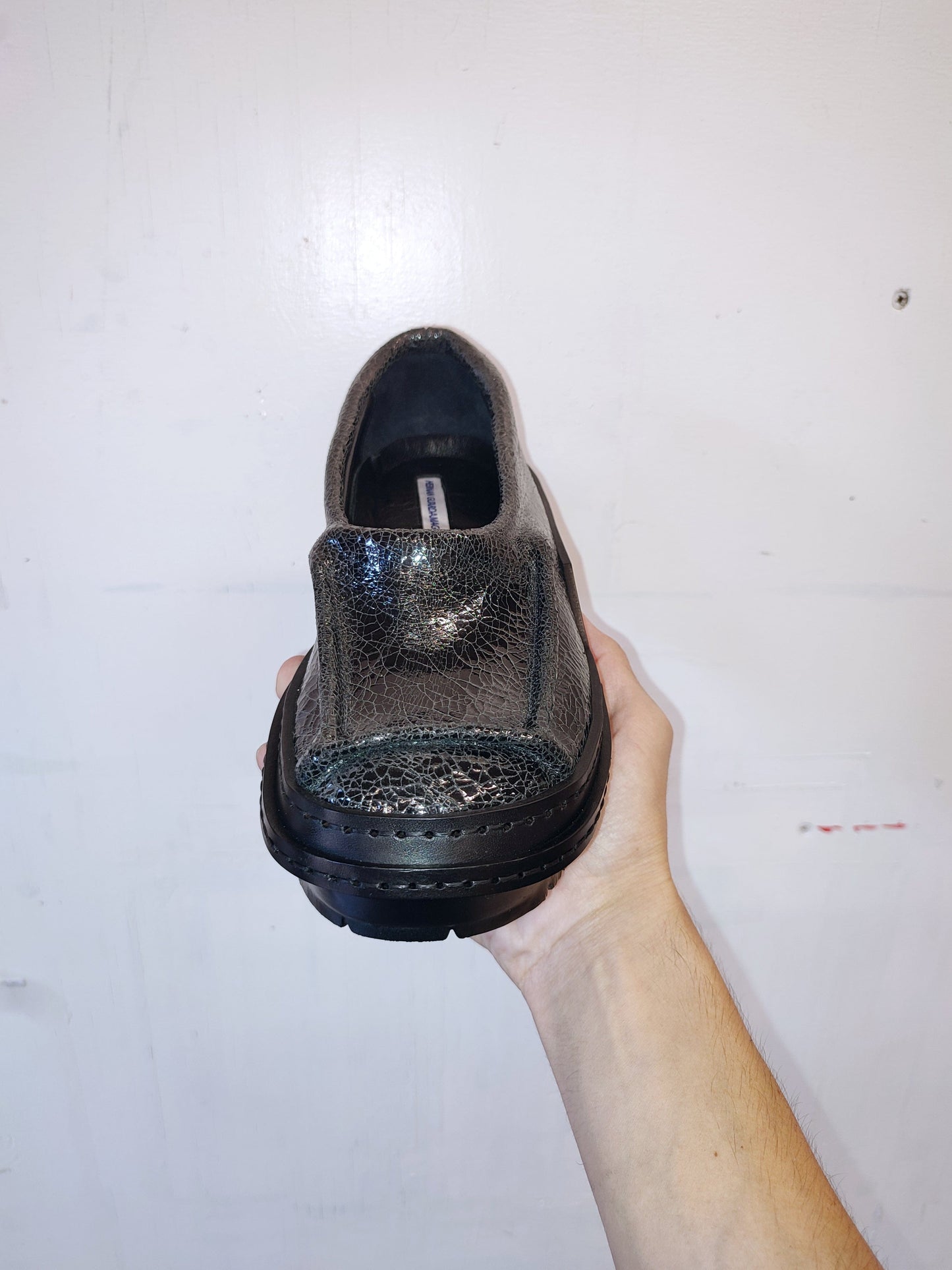 Cracked Black Patent Moccasins-Hernán Guardamagna-APOC STORE