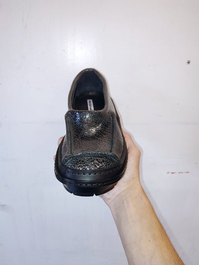 Cracked Black Patent Moccasins-Hernán Guardamagna-APOC STORE