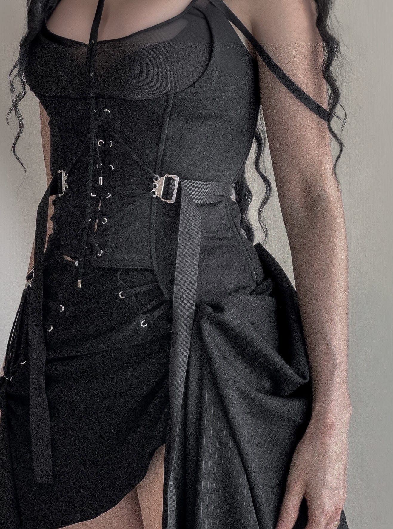 BLK FAN LACED BUSTIER-Marina Eerrie-APOC STORE