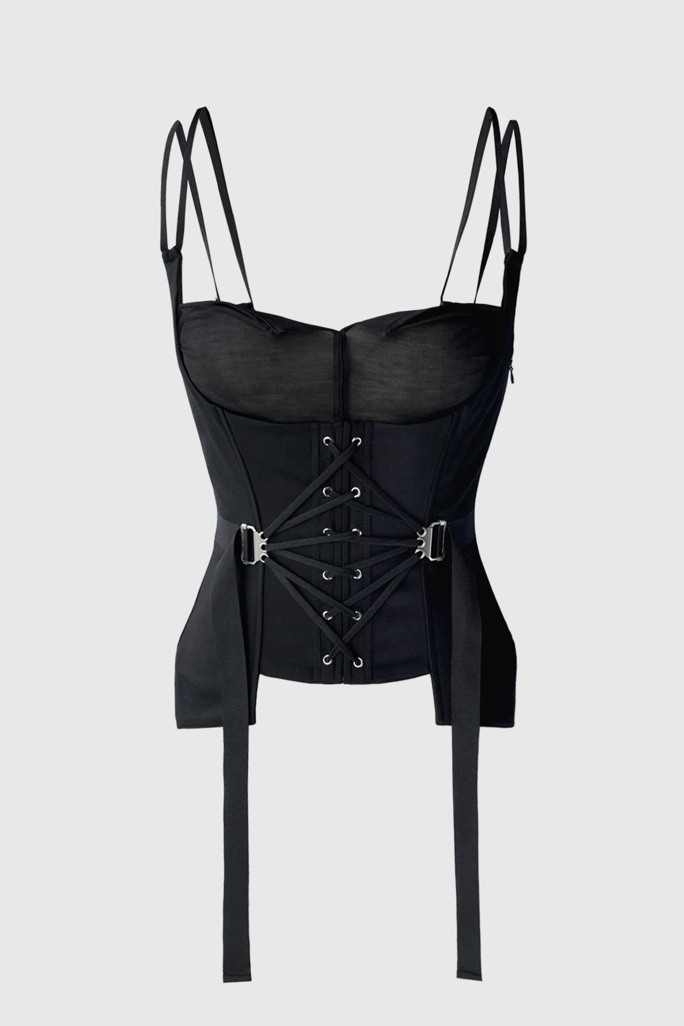 BLK FAN LACED BUSTIER-Marina Eerrie-APOC STORE