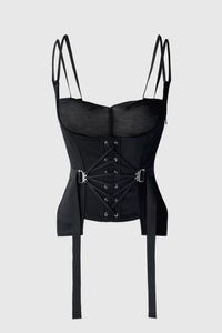 BLK FAN LACED BUSTIER-Marina Eerrie-APOC STORE