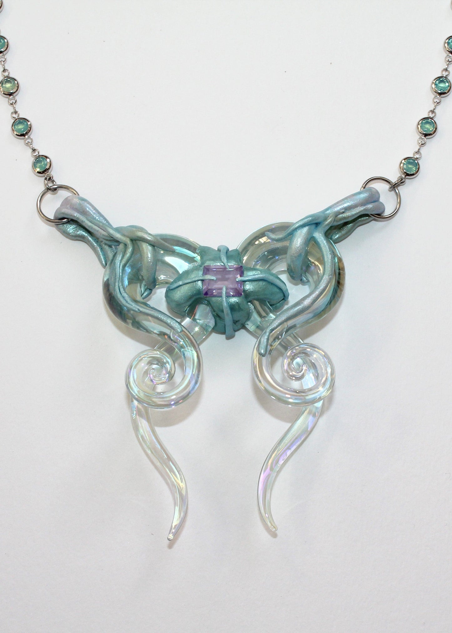 Ocean Iridescent Bow Necklace-Emma Pryde-APOC STORE