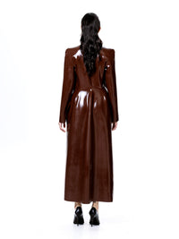 Brown Latex Long Coat-Harri-APOC STORE