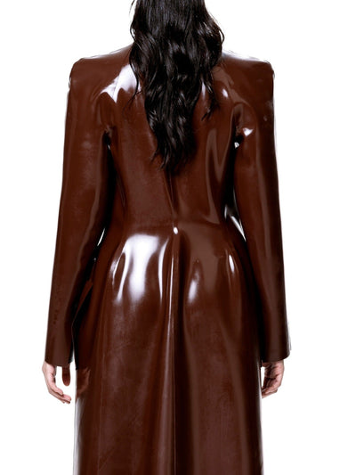 Brown Latex Long Coat-Harri-APOC STORE