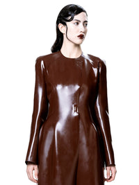 Brown Latex Long Coat-Harri-APOC STORE