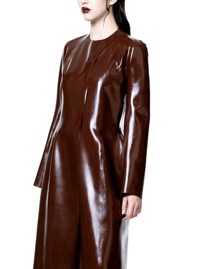 Brown Latex Long Coat-Harri-APOC STORE