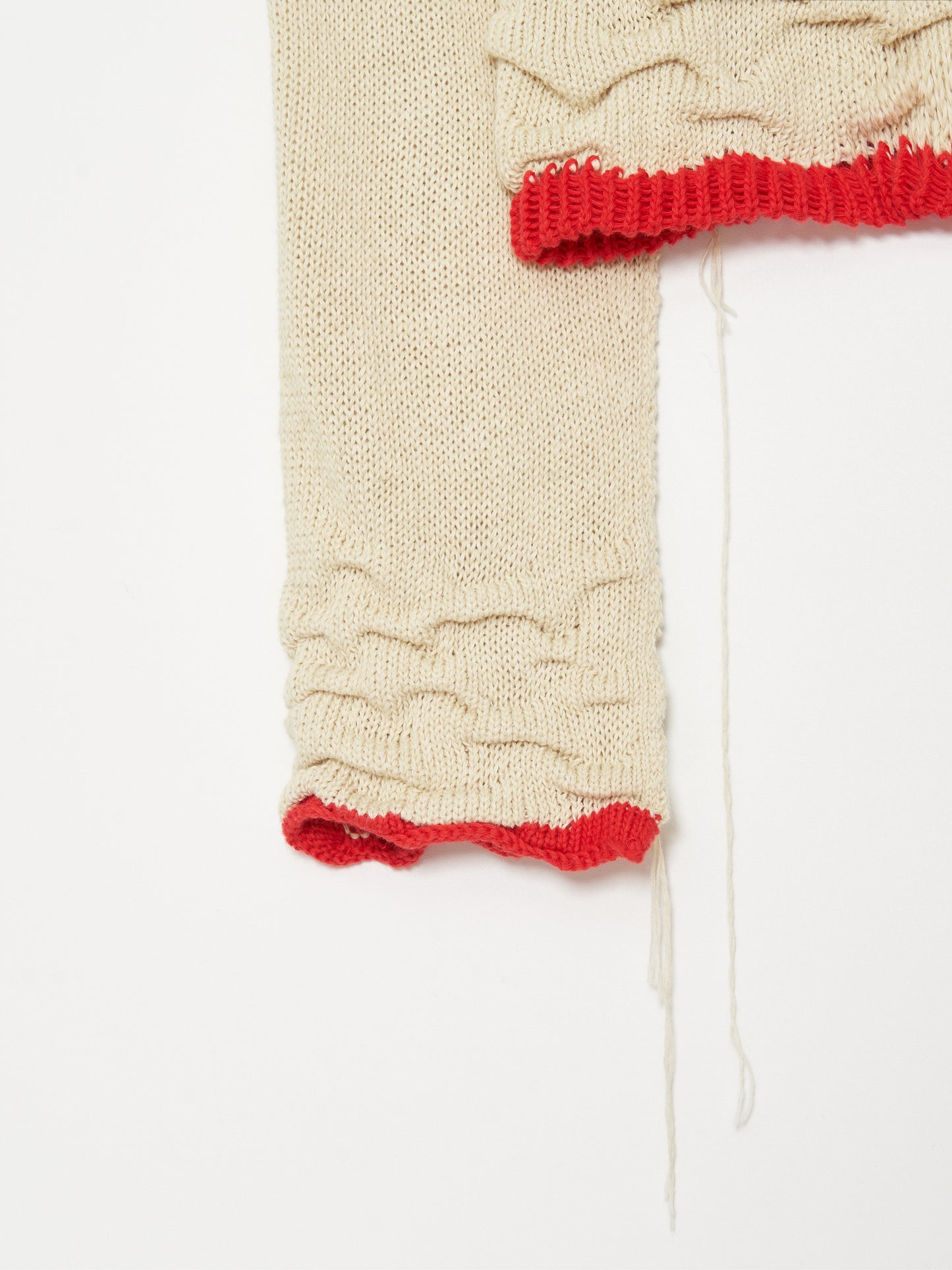 Hand Distressed collar knit001 - Ivory-Taekh-APOC STORE